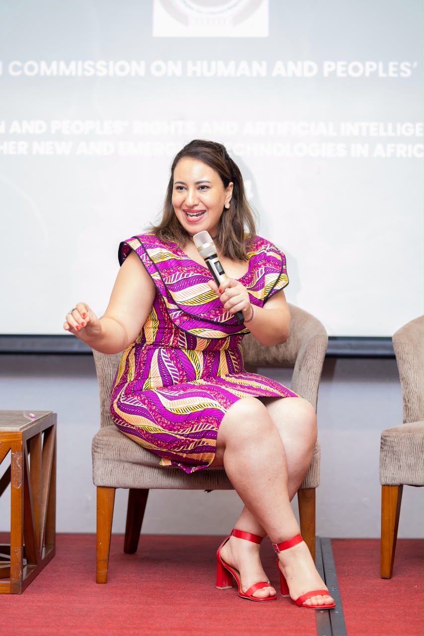 Maha Jouini speaking at the African Commission on Human and Peoples' Rights panel
